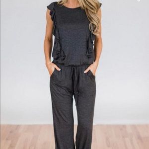 Gray one piece jumpsuit with ruffles Size xxl